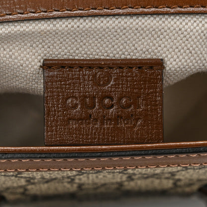 GG Supreme Monogram Web Mini Horsebit 1955 Shoulder Bag Beige Brown Sugar