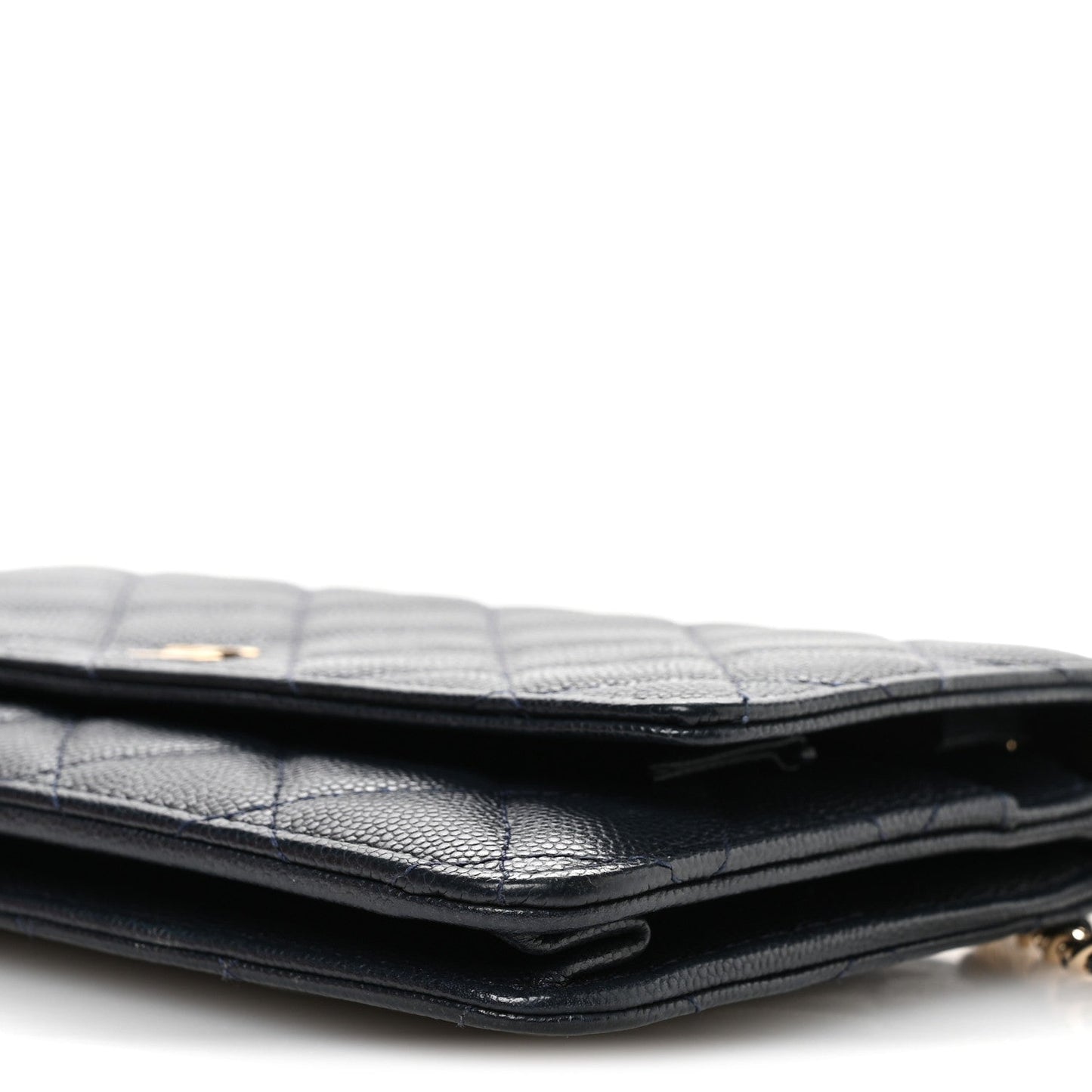 Caviar Quilted Wallet on Chain WOC Navy Blue