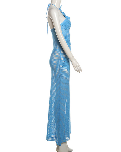 3D Flower Breasts Dressing Gown Slim Dress