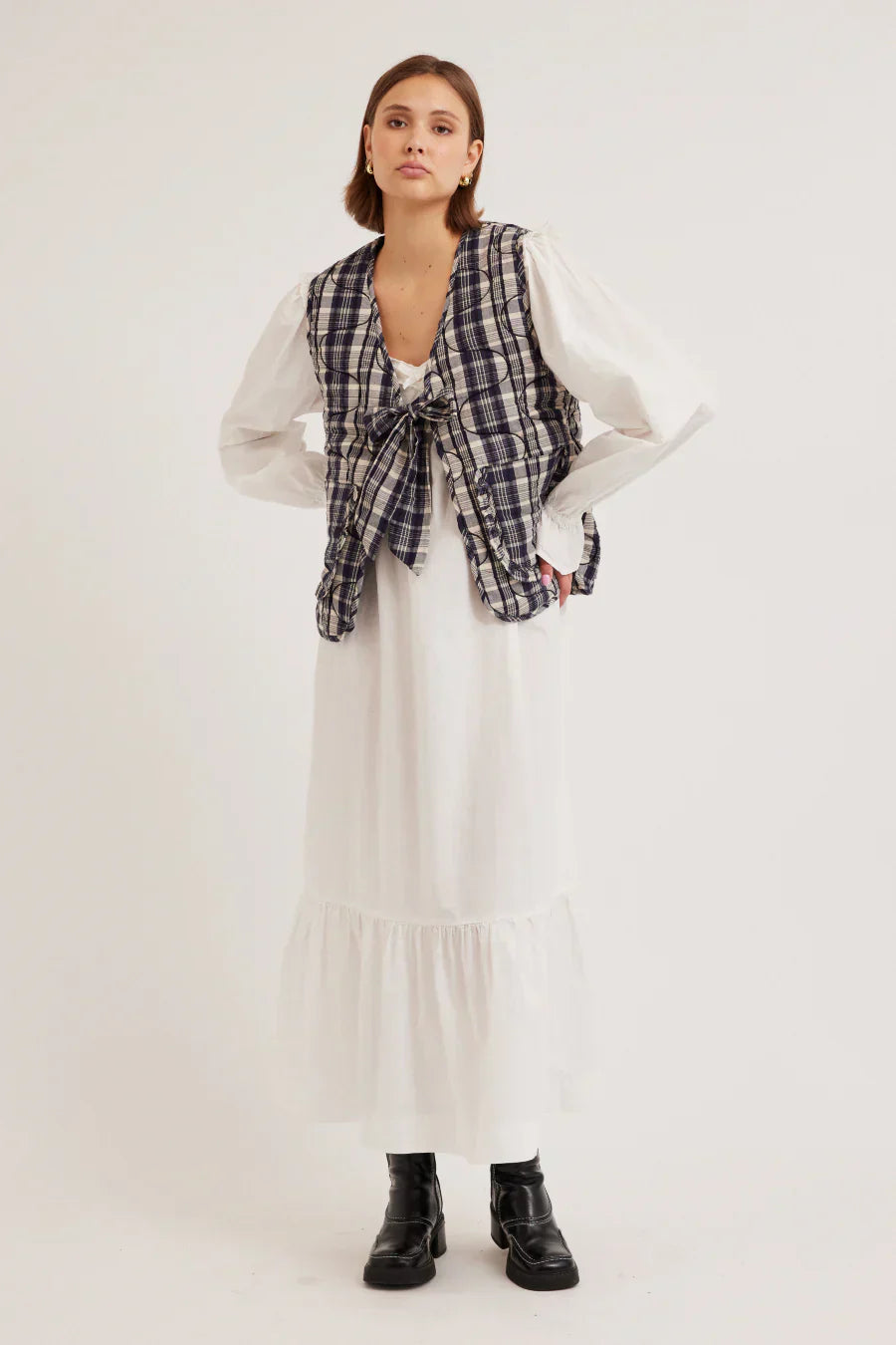 arte tie gilet - navy check