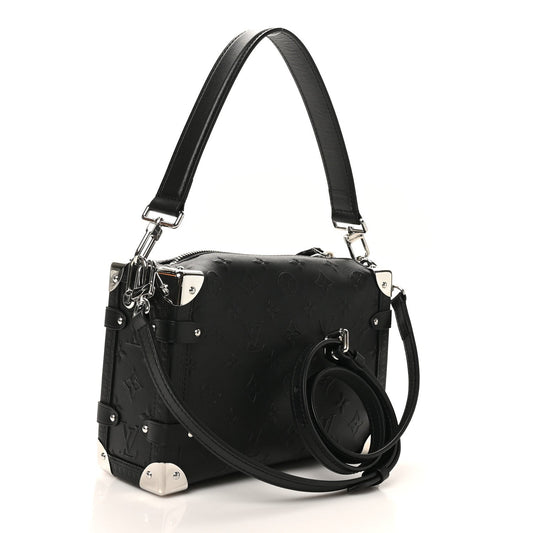 Calfskin Debossed Monogram Side Trunk Black
