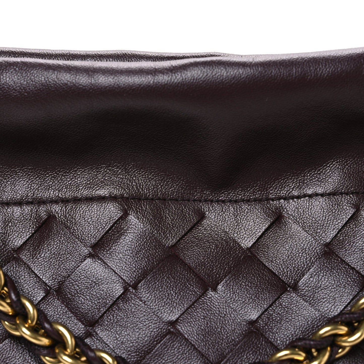 Nappa Intrecciato Dustbag Notte Shoulder Bag Dark Barolo Brass