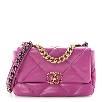 Lambskin Quilted Medium Chanel 19 Flap Purple
