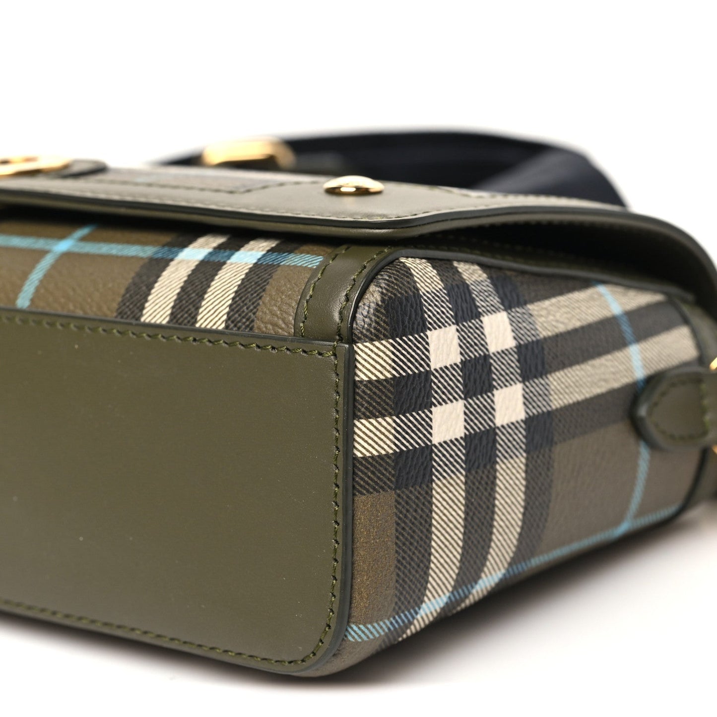 Coated Canvas Calfskin Vintage Check Note Top Handle Shoulder Bag Olive Green