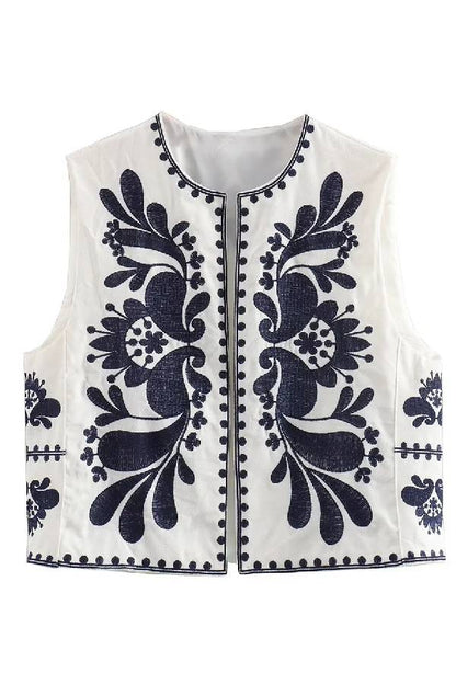 Chaqueta bordada sin mangas 