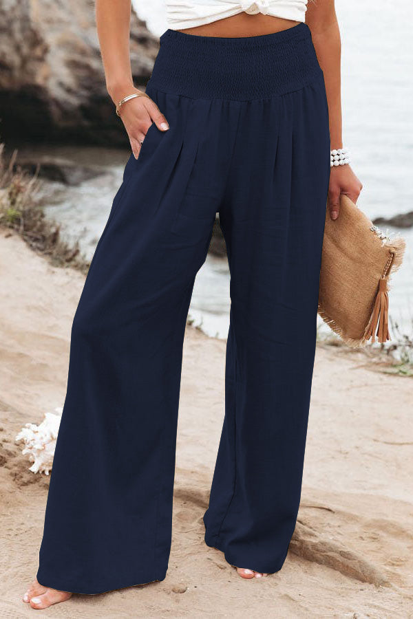 Pantalones fruncidos con bolsillos de mezcla de lino Fresh Air