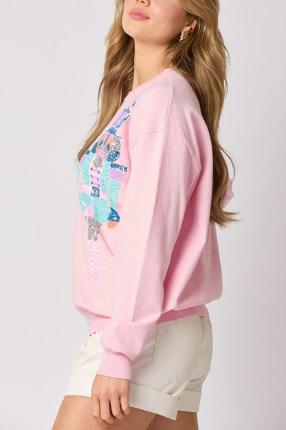 Sudadera casual de moda con lentejuelas de soldado navideño