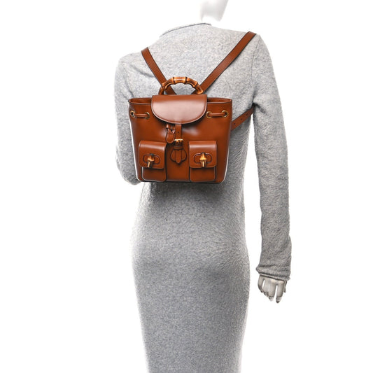 Calfskin Bamboo Backpack Brown