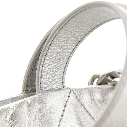 Metallic Calfskin Stitched CC Club Monaco Tote Silver