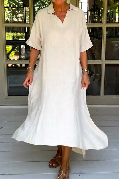 Vestido midi elegante, liso y de media manga