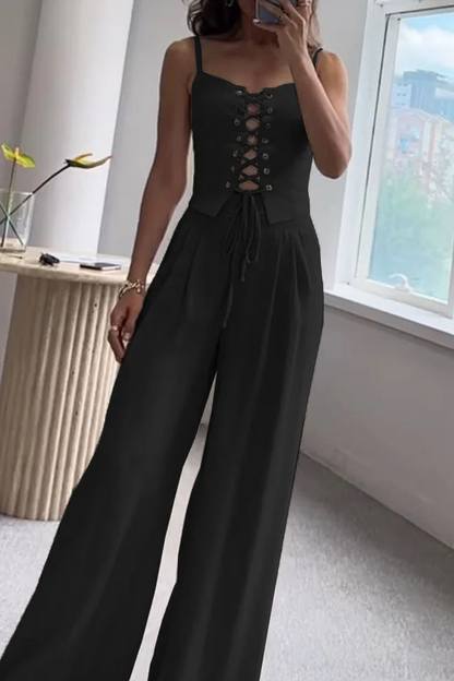 Conjunto de dos piezas de top y pantalón de tiras para mujer Commuter All-Match