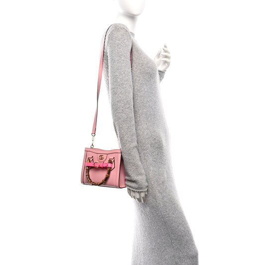 Wonka Grain Calfskin Mini Diana Tote Bag Wild Rose Fuxia Fluo