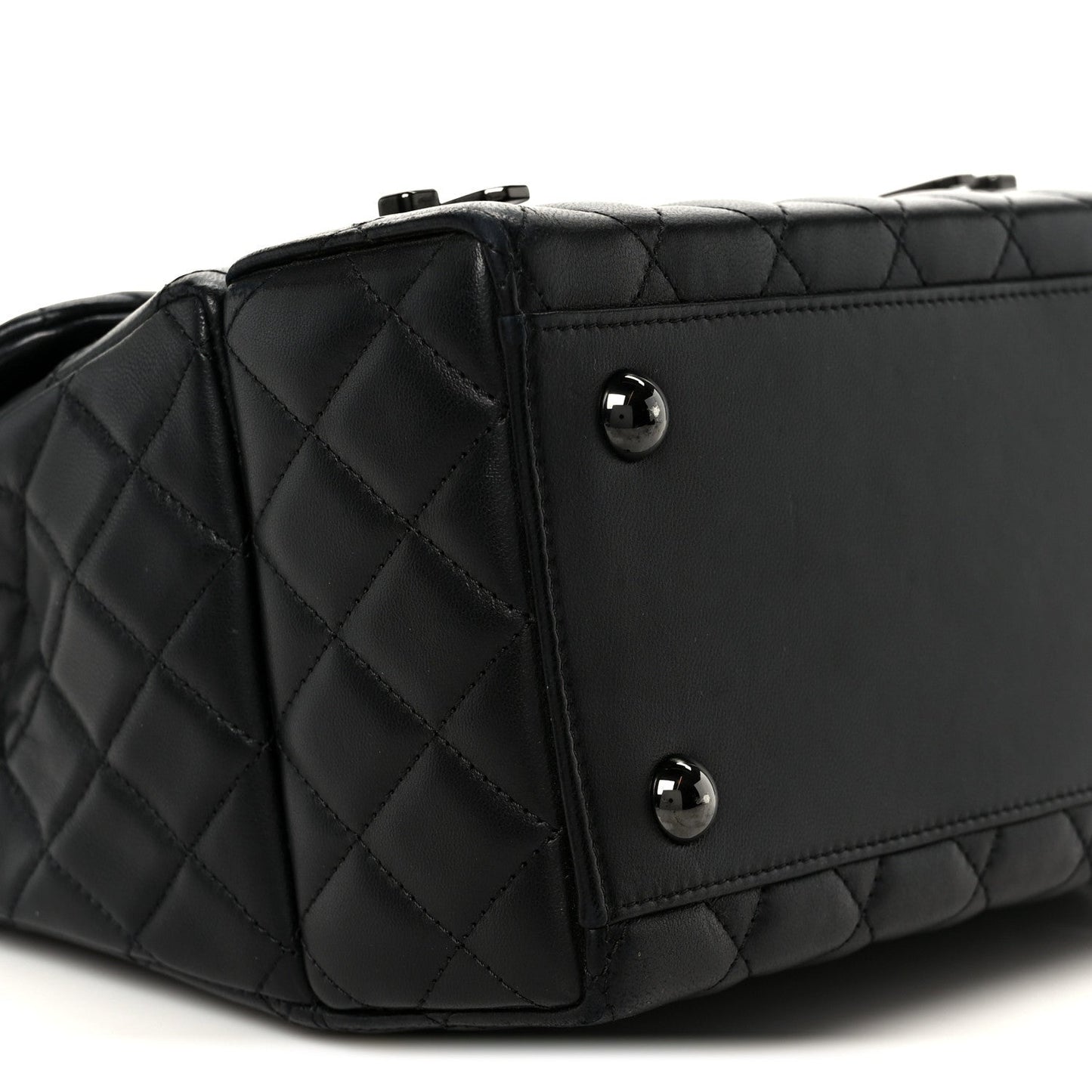 Lambskin Quilted Cockpit Flap Bag Black