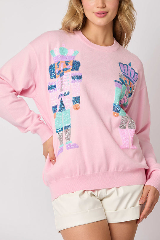 Sudadera casual de moda con lentejuelas de soldado navideño