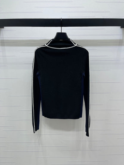 Chanel 2026 High-Neck Base Layer Top Black Cream Pink Wool