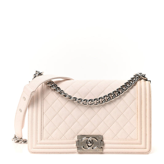 Caviar Quilted Medium Boy Flap Ivory