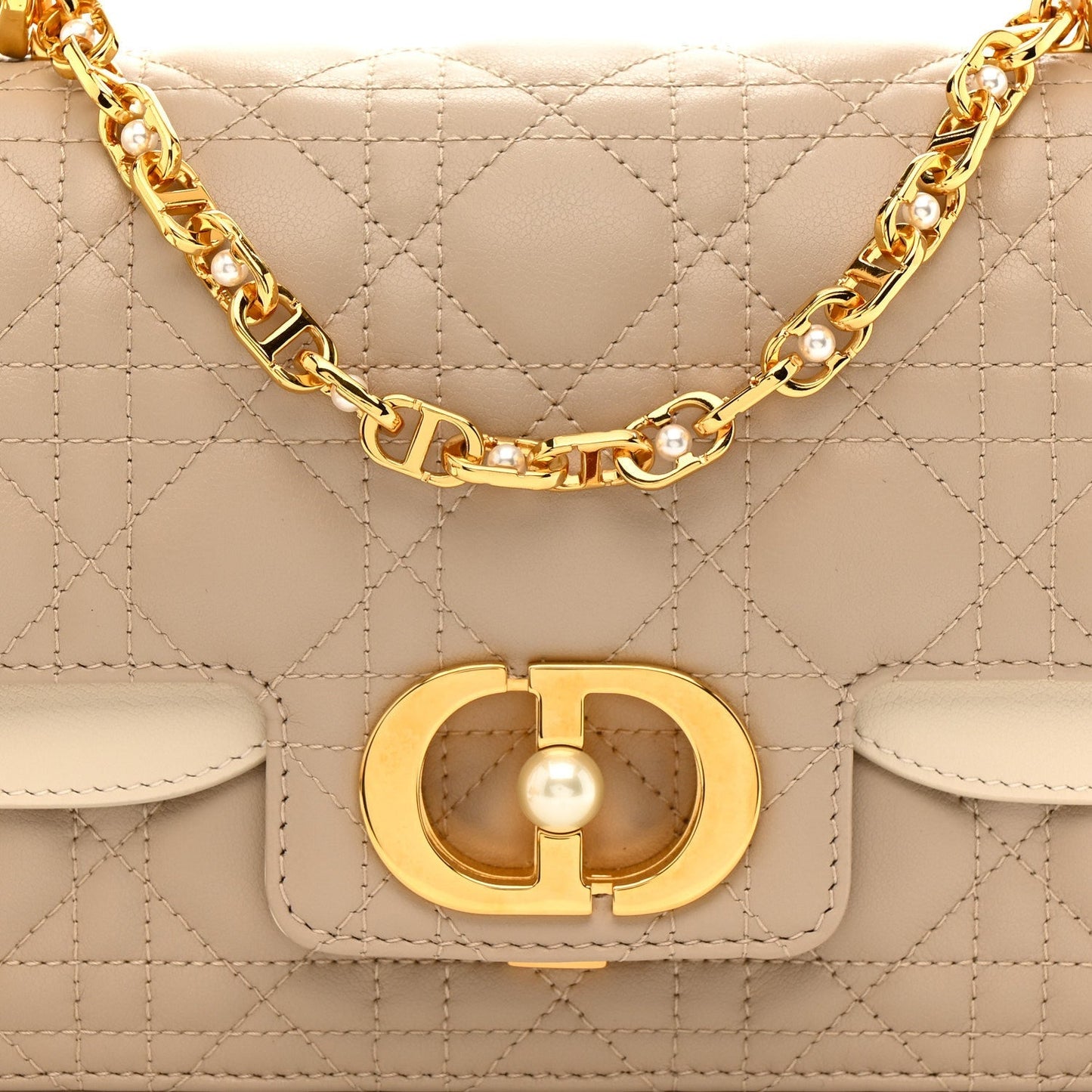 Lambskin Cannage Small Jolie Top Handle Bag Powder Beige Latte