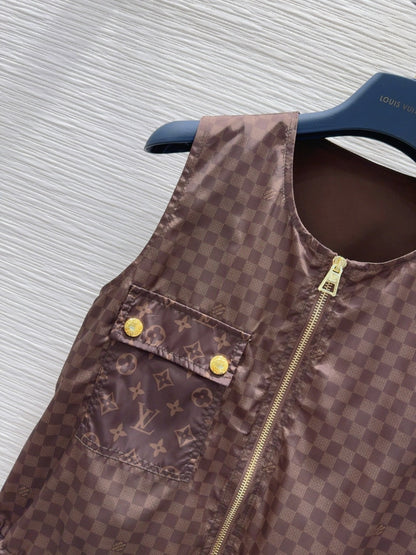 LV 25 Elegant Vest Dress Brown Polyester