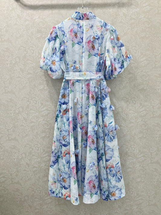 ZIMMER DRESS WITH STAND COLLAR AND PUFF SLEEVES 269285