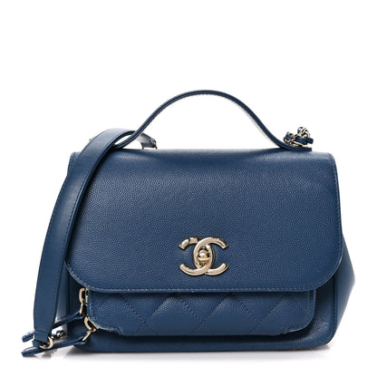 Caviar Quilted Small Business Affinity Flap Blue