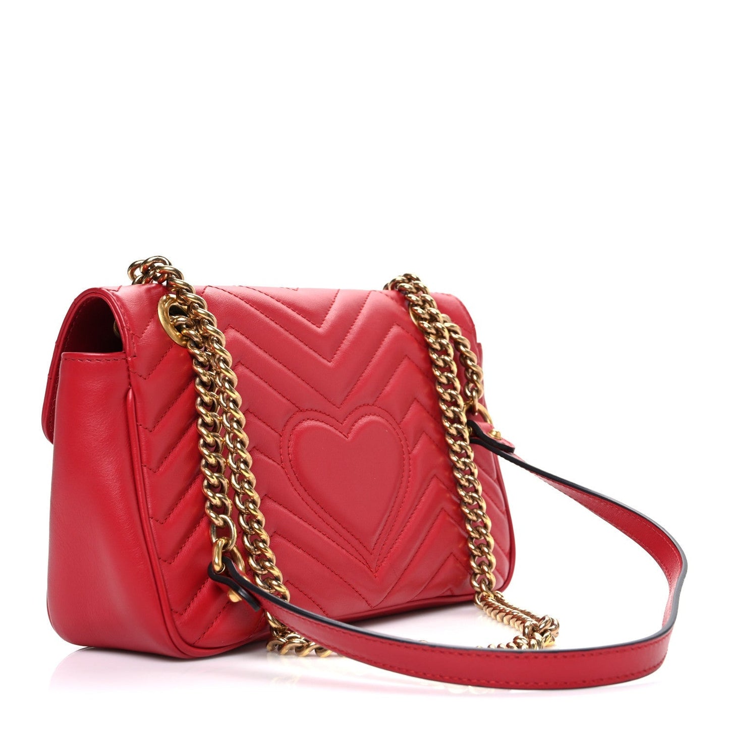 Calfskin Matelasse Small GG Marmont Shoulder Bag Hibiscus Red
