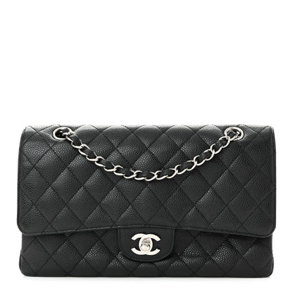 Caviar Quilted Medium Double Flap Black