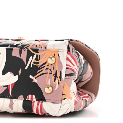 Calfskin Quilted Lily Floral Mini Coco Handle Flap Beige Black White Red