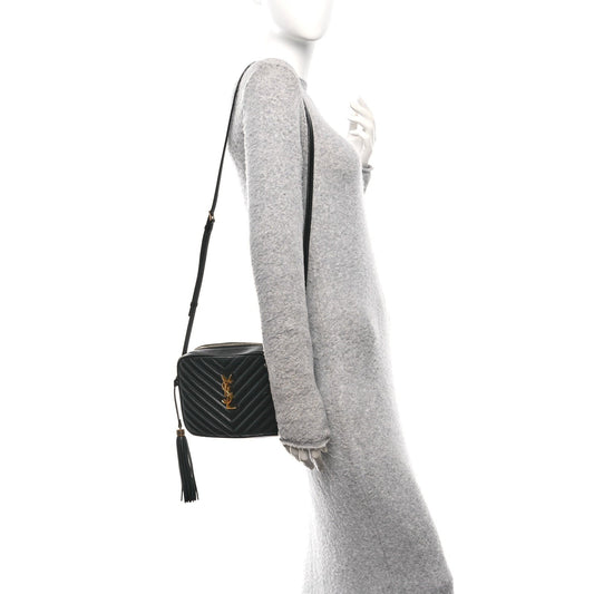 Calfskin Matelasse Monogram Lou Camera Bag Black
