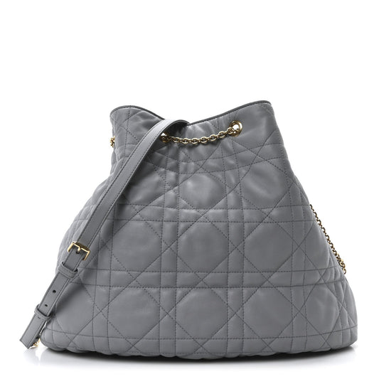 Lambskin Supple Macrocannage Ammi Bag Grey