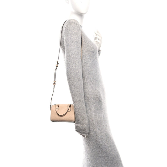 Gilbert Calfskin Jumbo GG Embossed Super Mini Top Handle Bowler Bag Beige
