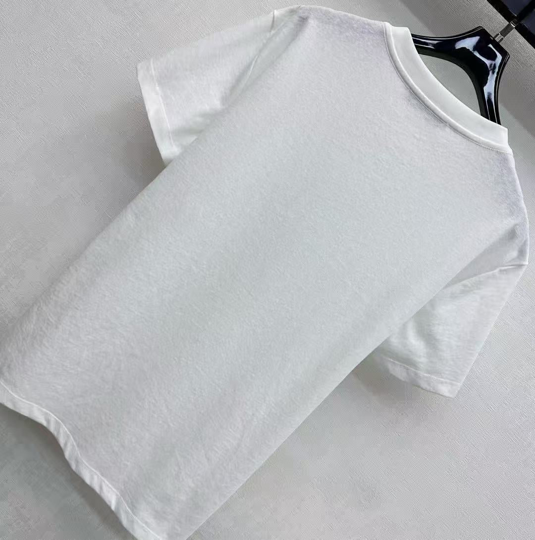 CD Fitted T-Shirt White Cotton Jersey with Green Dior Clover Motif