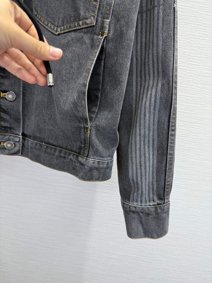 CD 25SS Polar Fleece Composite Denim Hooded Jacket Dark Gray Cotton 306527