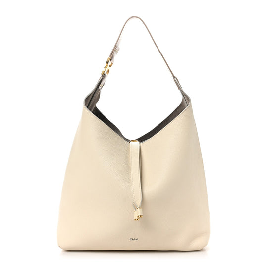 Grained Calfskin Small Marcie Hobo Bag Sweet Beige
