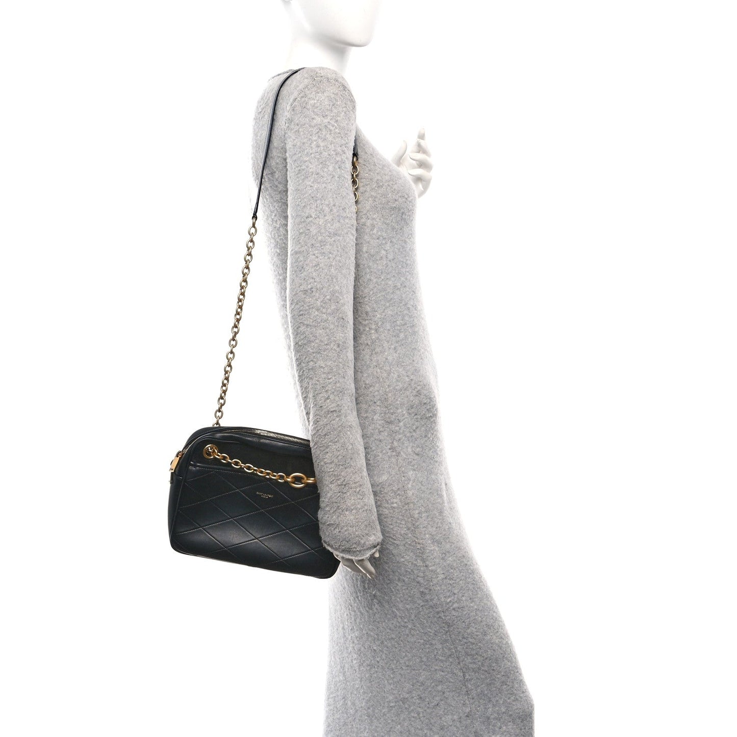 Lambskin Quilted Le Maillon Chain Strap Crossbody Black