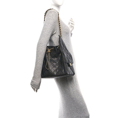 Caviar Quilted Medium Chanel 25 Handbag Black