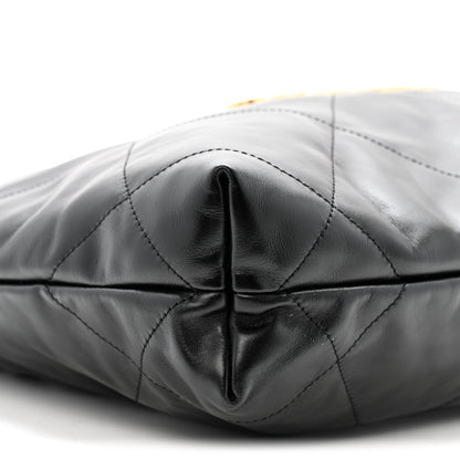 Shiny Calfskin Quilted Small Chanel 22 Black