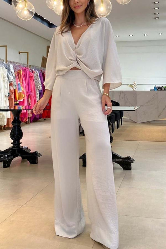 Conjunto de camisa y pantalón ancho con bolsillos con top de tirantes Laguna Resort 