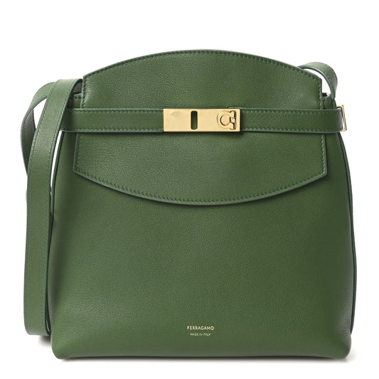 Calfskin Small Hug Messenger Bag Forest Green