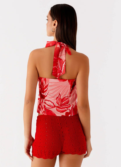 Lets Pretend Halterneck Top - Sicily Sunsets Print