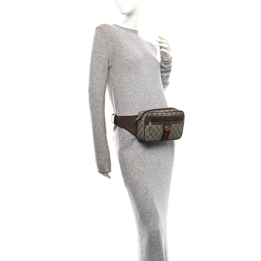 Soft GG Supreme Monogram Medium Ophidia Belt Bag Dark Brown