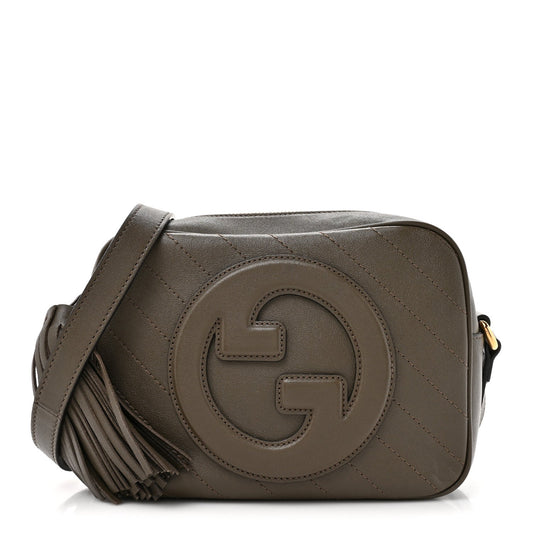 Sakai Be Green Calfskin Diagonal Stitched Small Blondie Shoulder Bag Craclet Brown