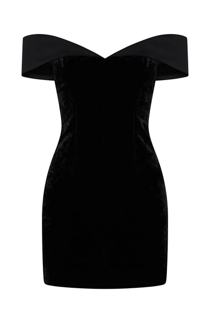 Let's Get Loud Off Shoulder Mini Dress Black