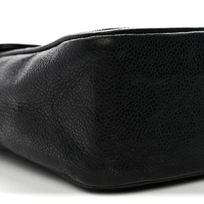 Caviar Vertical Quilted Small Single Flap Black