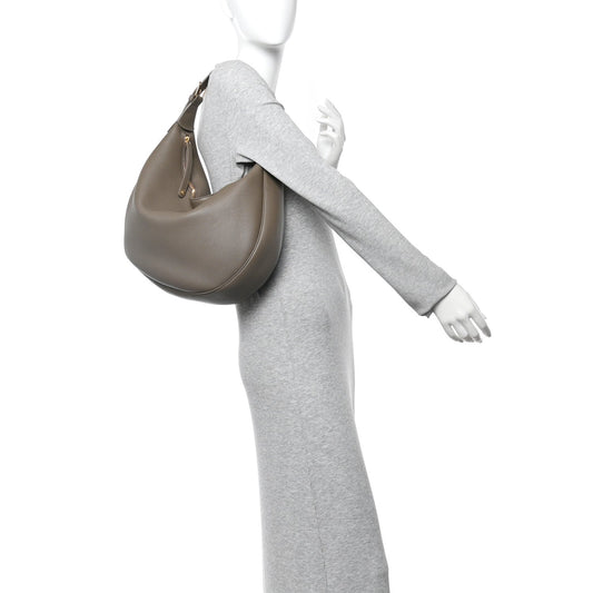 Supple Grained Calfskin Large Lulu Shoulder Bag Souris