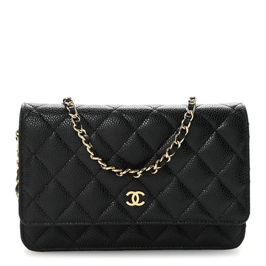 Caviar Quilted Wallet On Chain WOC Black
