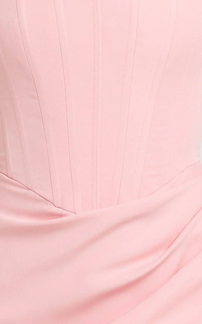 Avery Mini Dress Strapless Corset Bodice Draped Dress in Pink