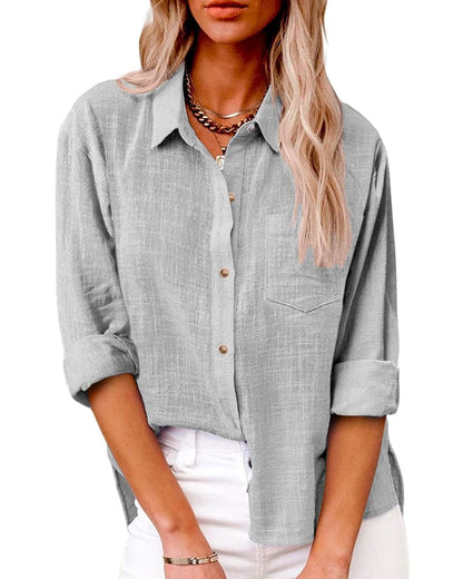 Chic Button Down Long Sleeve Linen Shirt | Great for Casual Days