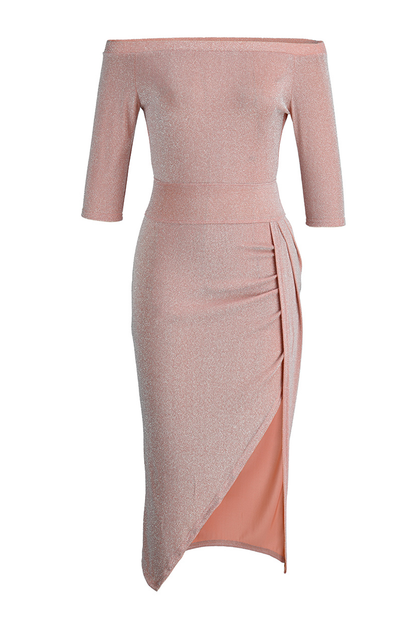 Vestidos largos con cuello cruzado y abertura en la cadera (5 colores)