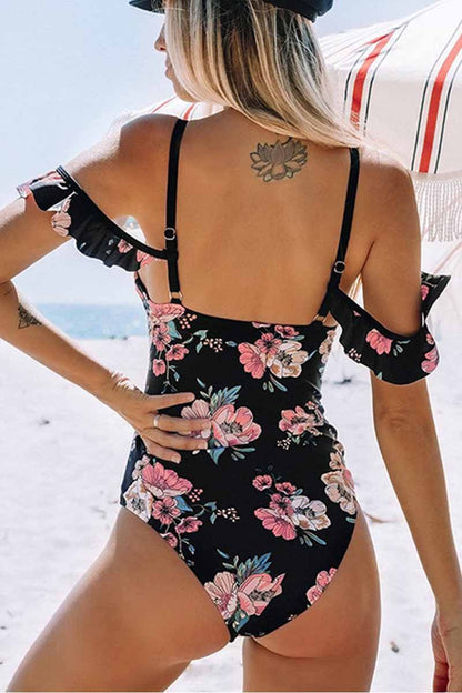 Lindo traje de baño floral de una pieza