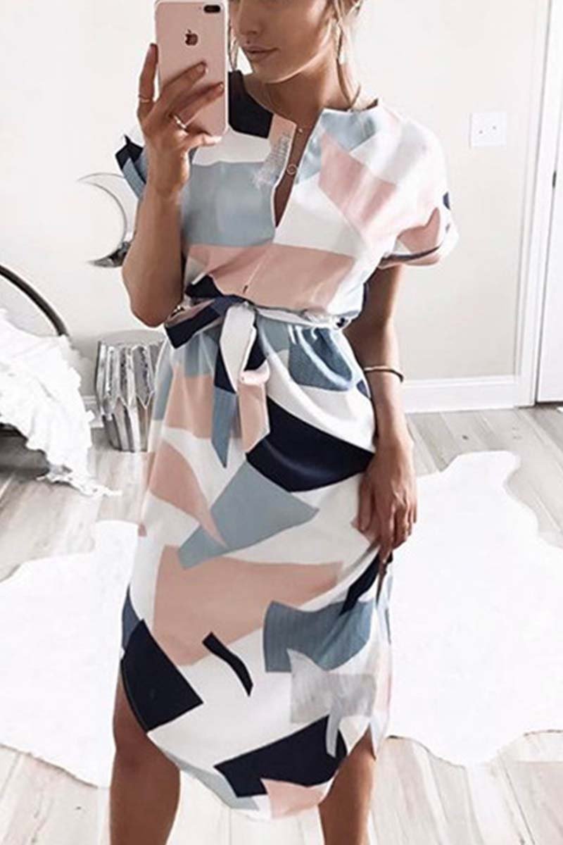 Vestido midi asimétrico con estampado moderno (4 colores)